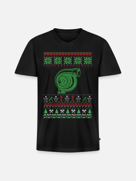 Christmas Ugly Sweater - Men's Premium Organic T-shirt with V-neck - black