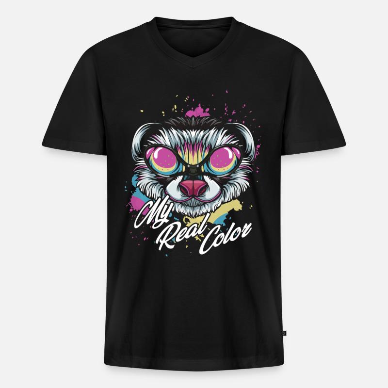 Frettchen - Männer Premium Bio T-Shirt mit V-Ausschnitt - Schwarz