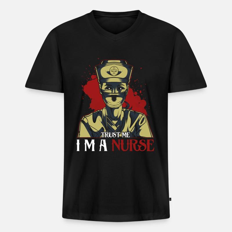 Krankenschwester - Männer Premium Bio T-Shirt mit V-Ausschnitt - Schwarz