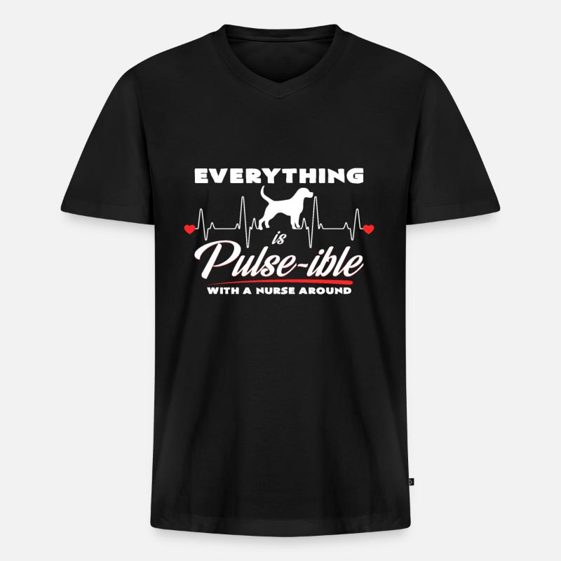 Krankenschwester Hundeliebe - Männer Premium Bio T-Shirt mit V-Ausschnitt - Schwarz