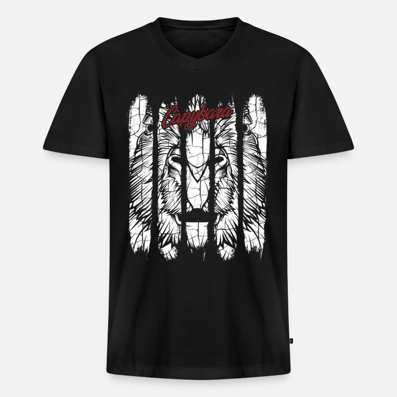 Capybara - Männer Premium Bio T-Shirt mit V-Ausschnitt - Schwarz