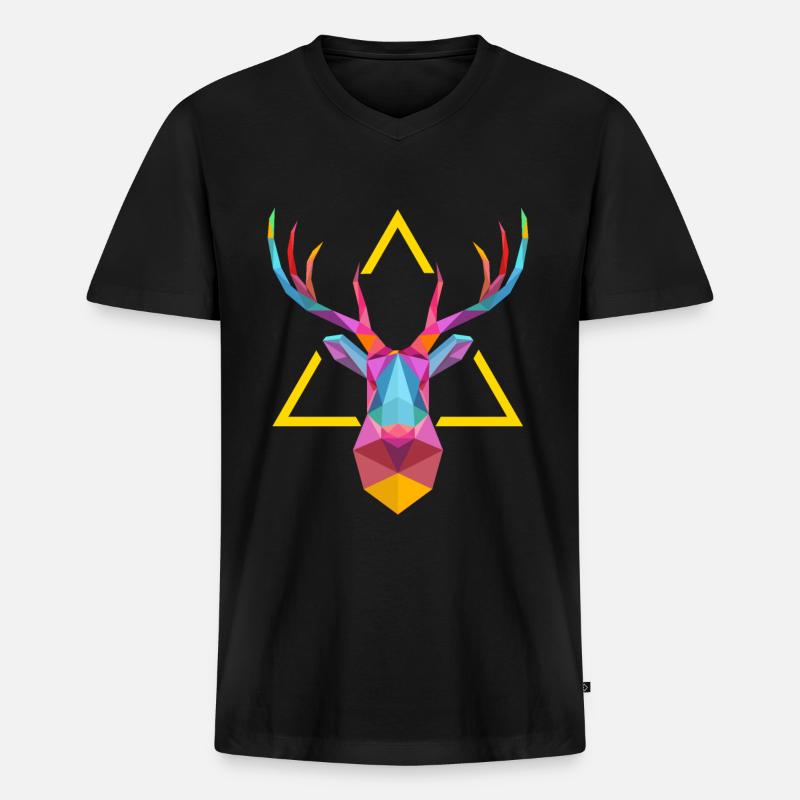Hirschgeweih - Männer Premium Bio T-Shirt mit V-Ausschnitt - Schwarz