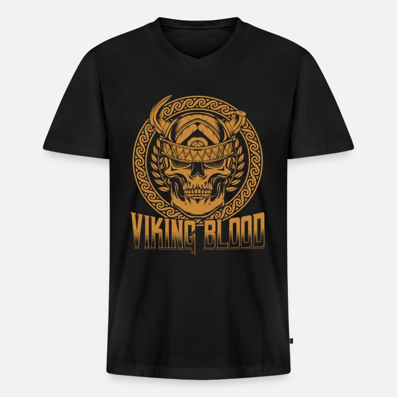 Wikinger - Männer Premium Bio T-Shirt mit V-Ausschnitt - Schwarz
