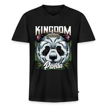 Panda Bear Bamboo Bear Grand cadeau de la faune Panda - T-shirt encolure en V Premium bio Homme - noir - Devant - Nico (187cm)