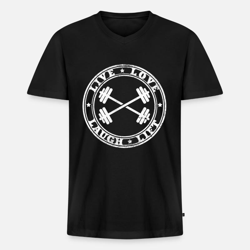 Gewichtheben - Männer Premium Bio T-Shirt mit V-Ausschnitt - Schwarz