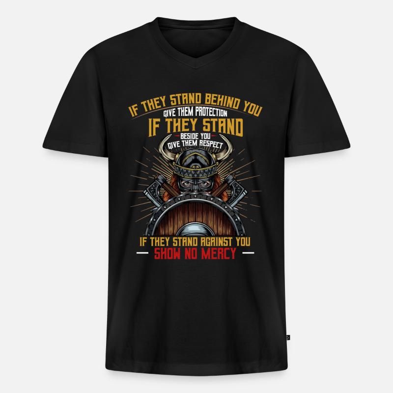 Wikinger - Männer Premium Bio T-Shirt mit V-Ausschnitt - Schwarz