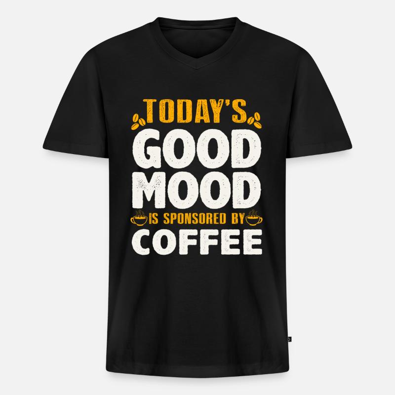 Kaffee - Männer Premium Bio T-Shirt mit V-Ausschnitt - Schwarz