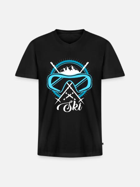 To ski - Men's Premium Organic T-shirt with V-neck - black