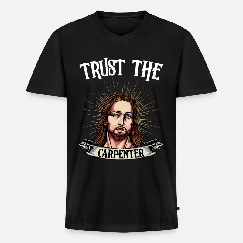 Zimmermann Sprüche Jesus Zimmerer Geschenk - Männer Premium Bio T-Shirt mit V-Ausschnitt - Schwarz