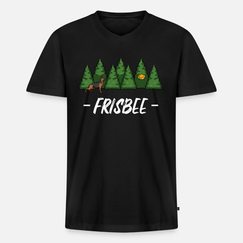 Frisbee - Männer Premium Bio T-Shirt mit V-Ausschnitt - Schwarz