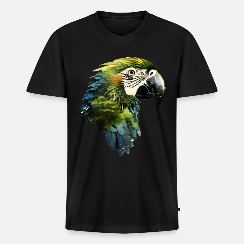 Papagei - Männer Premium Bio T-Shirt mit V-Ausschnitt - Schwarz