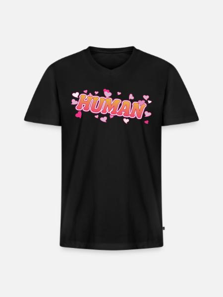 Human People Hearts Desgin - Men's Premium Organic T-shirt with V-neck - black