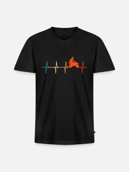 Rétro Quad Driver Heartbeat Quad - T-shirt encolure en V Premium bio Homme - noir
