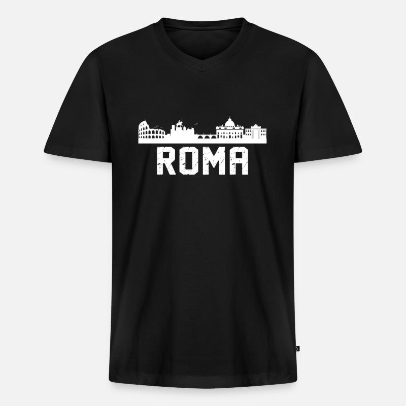 roma Skyline - Männer Premium Bio T-Shirt mit V-Ausschnitt - Schwarz