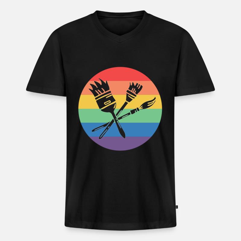 Maler - Männer Premium Bio T-Shirt mit V-Ausschnitt - Schwarz