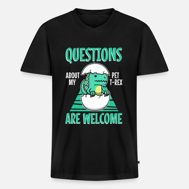 Ask me about my trex - Männer Premium Bio T-Shirt mit V-Ausschnitt - Schwarz
