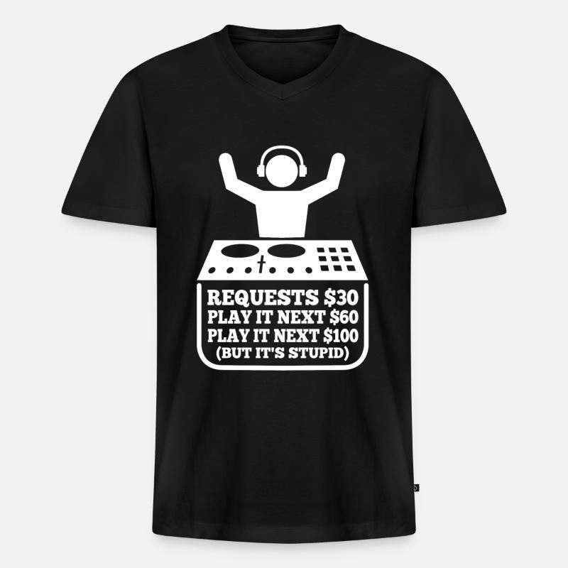 DJ Request - Männer Premium Bio T-Shirt mit V-Ausschnitt - Schwarz