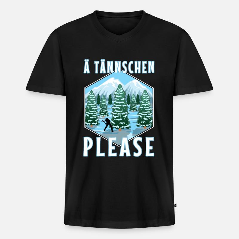 Ä Tännschen please - Männer Premium Bio T-Shirt mit V-Ausschnitt - Schwarz
