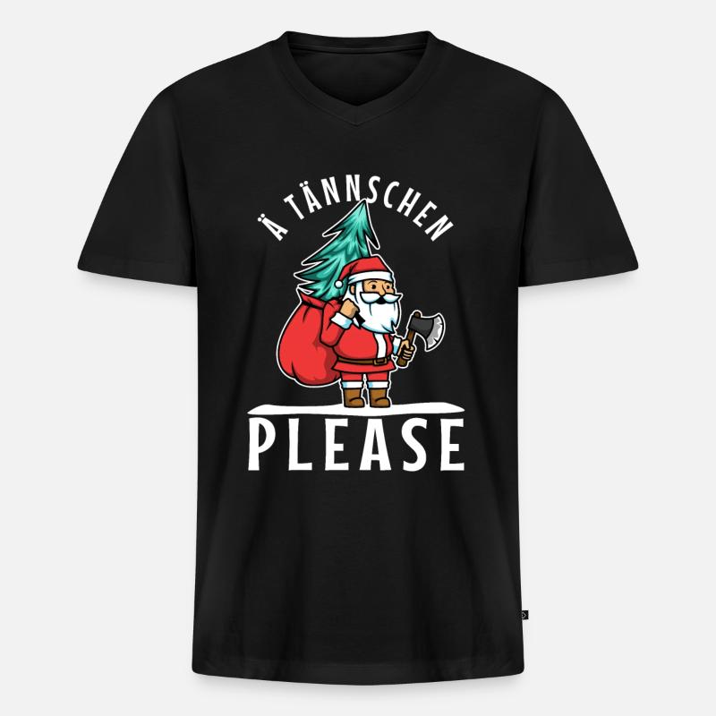 Ä Tännschen please - Männer Premium Bio T-Shirt mit V-Ausschnitt - Schwarz
