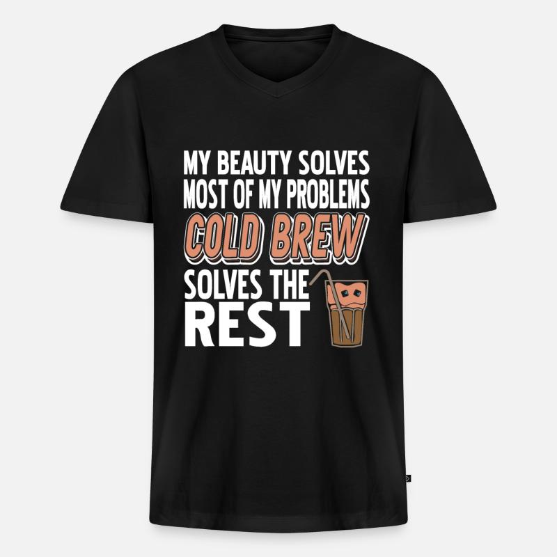 Cold brew solves the rest - Männer Premium Bio T-Shirt mit V-Ausschnitt - Schwarz