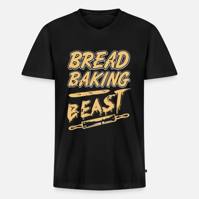 Bread baker beast - Männer Premium Bio T-Shirt mit V-Ausschnitt - Schwarz