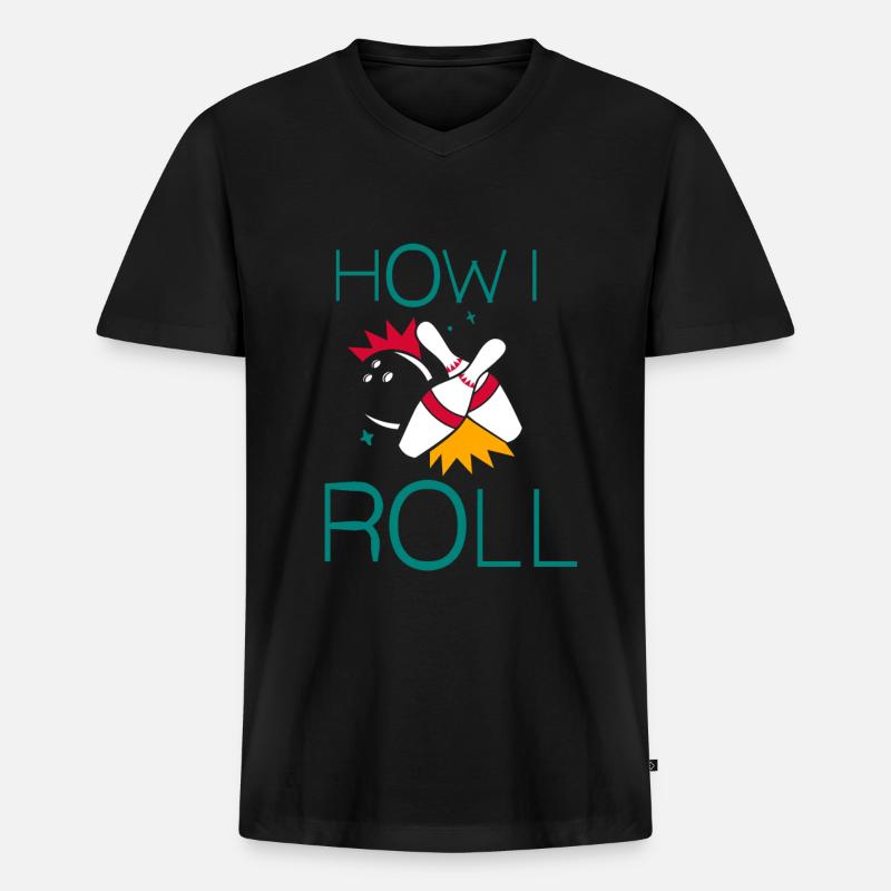 Bowling - How i roll - Männer Premium Bio T-Shirt mit V-Ausschnitt - Schwarz