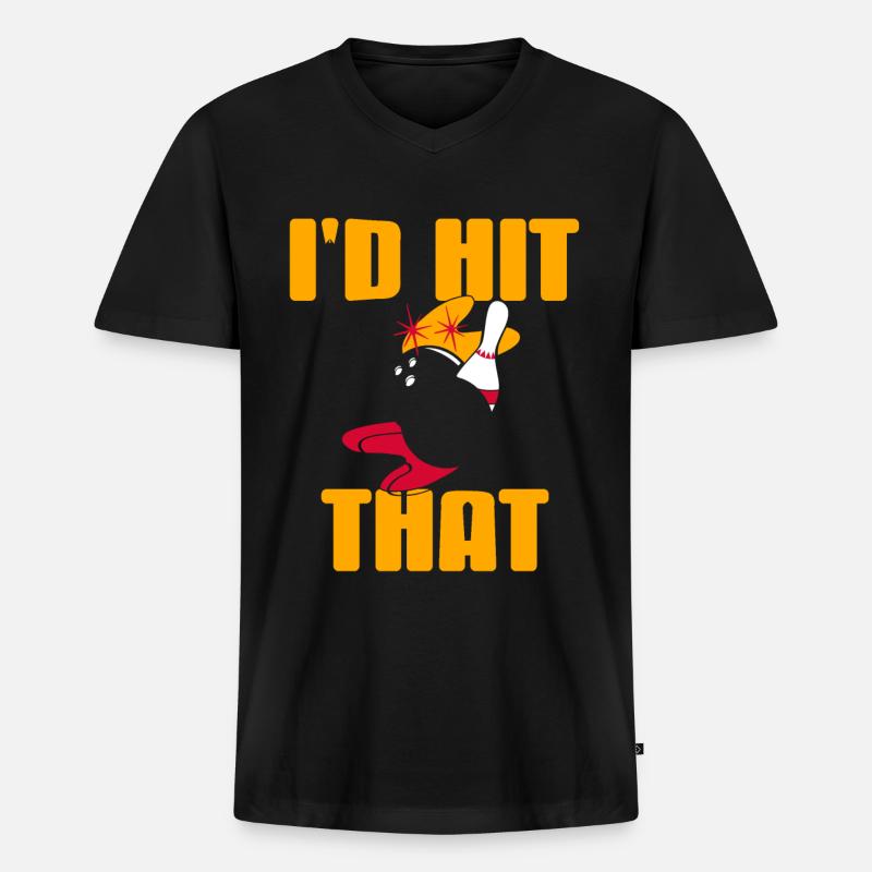 Bowling - Id hit That - Männer Premium Bio T-Shirt mit V-Ausschnitt - Schwarz