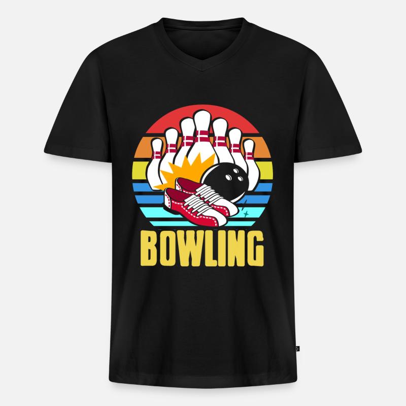 Bowling Kugel Team - Männer Premium Bio T-Shirt mit V-Ausschnitt - Schwarz