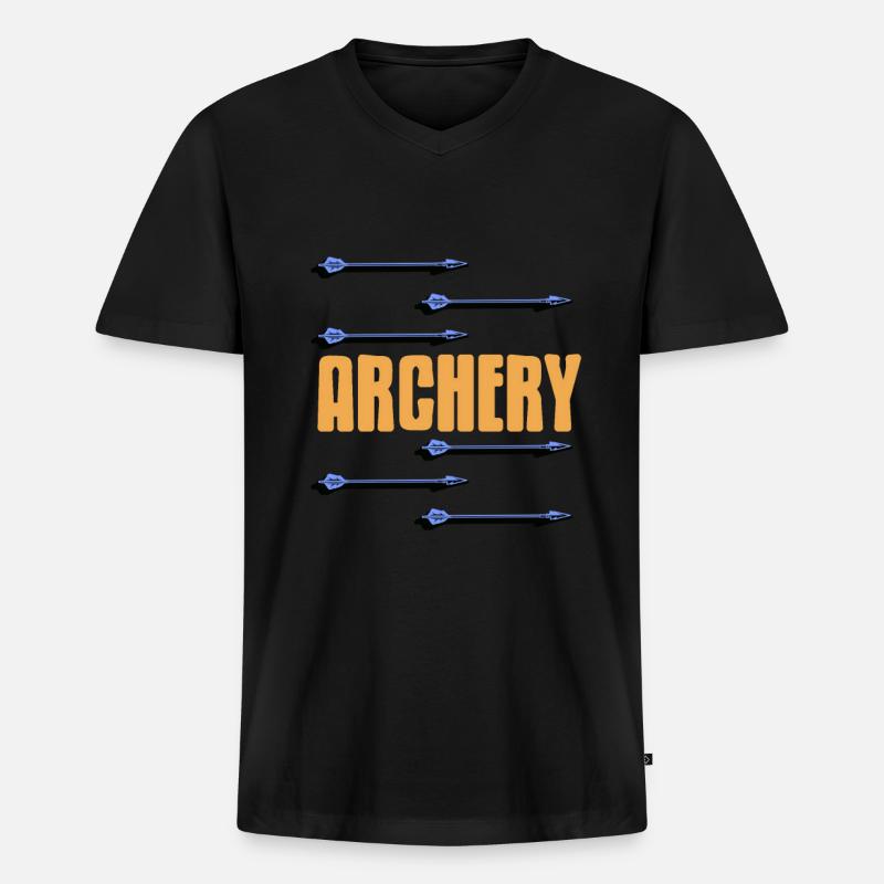 Bogenschießen mit pfeil und bogen - Männer Premium Bio T-Shirt mit V-Ausschnitt - Schwarz