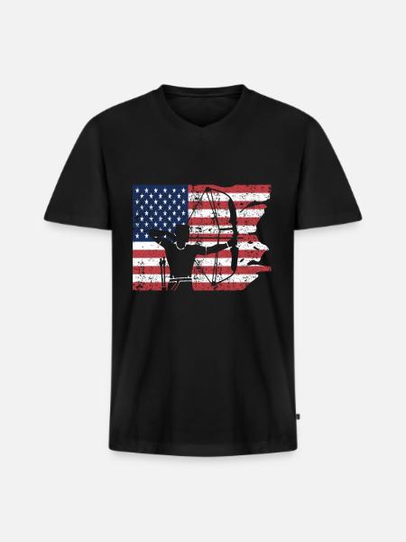 USA Bogenschießen sport - Männer Premium Bio T-Shirt mit V-Ausschnitt - Schwarz