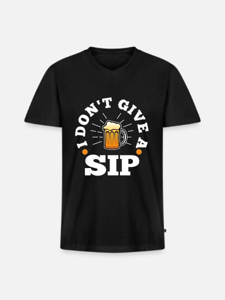 I don't give a sip - Men's Premium Organic T-shirt with V-neck - black
