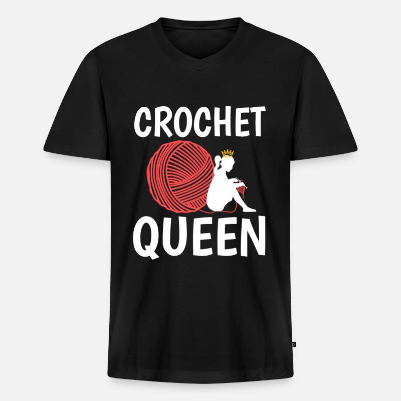 Crochet queen - Männer Premium Bio T-Shirt mit V-Ausschnitt - Schwarz