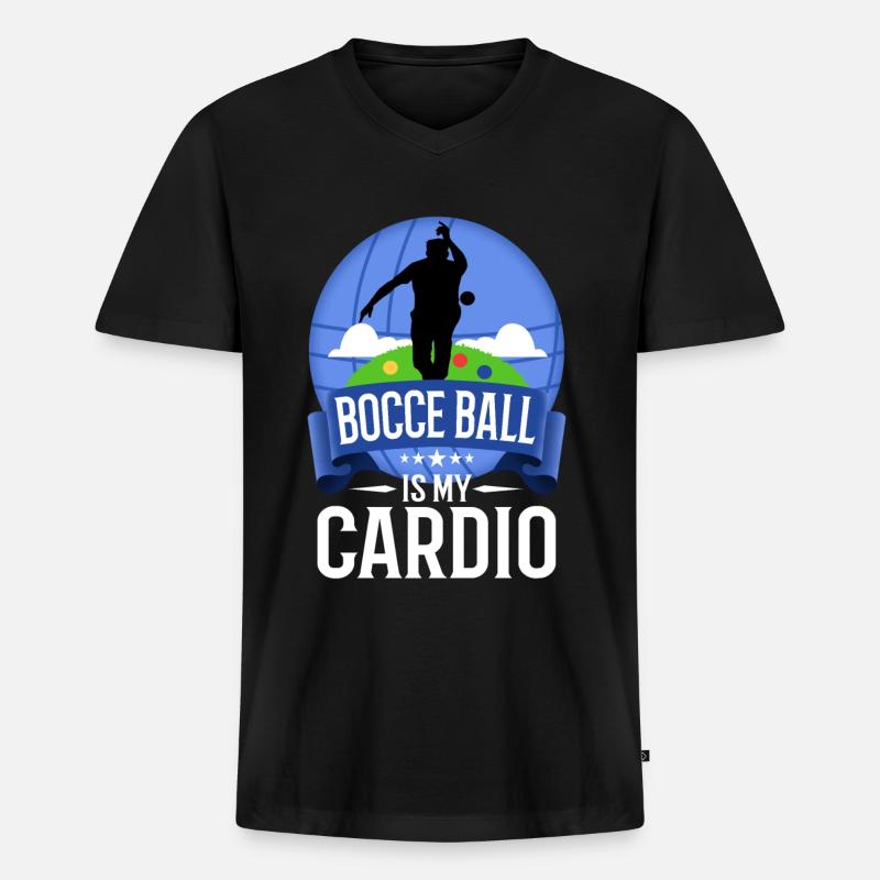 Bocce is my cardio - Männer Premium Bio T-Shirt mit V-Ausschnitt - Schwarz