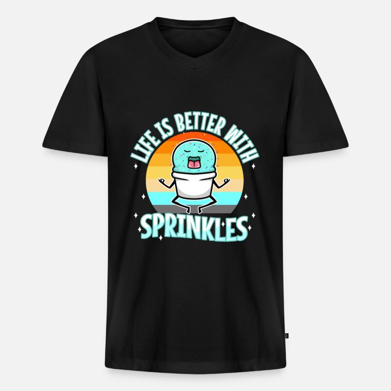 Life Is Better With Sprinkles - Männer Premium Bio T-Shirt mit V-Ausschnitt - Schwarz