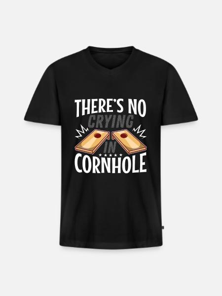Theres no crying in cornhole - Men's Premium Organic T-shirt with V-neck - black