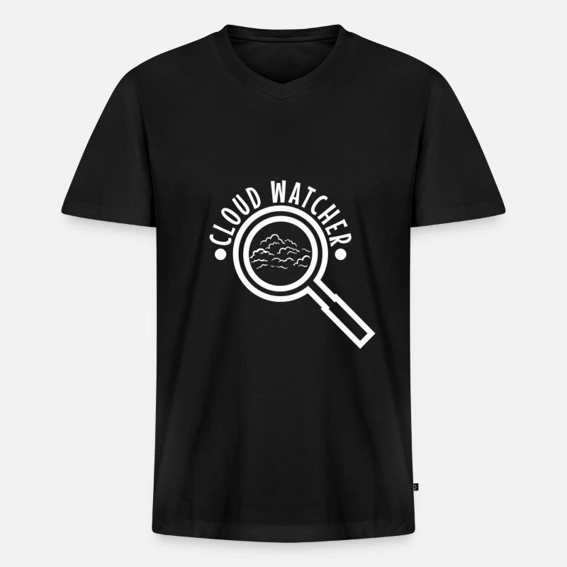 Cloud Watcher - Männer Premium Bio T-Shirt mit V-Ausschnitt - Schwarz