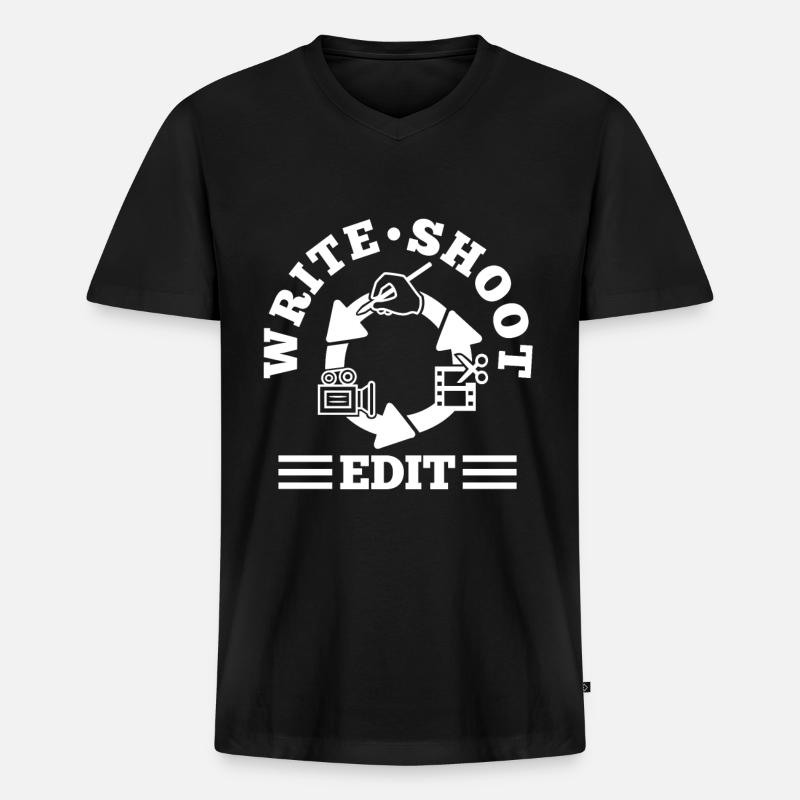 Write Shoot Edit Repeat - Men's Premium Organic T-shirt with V-neck - black
