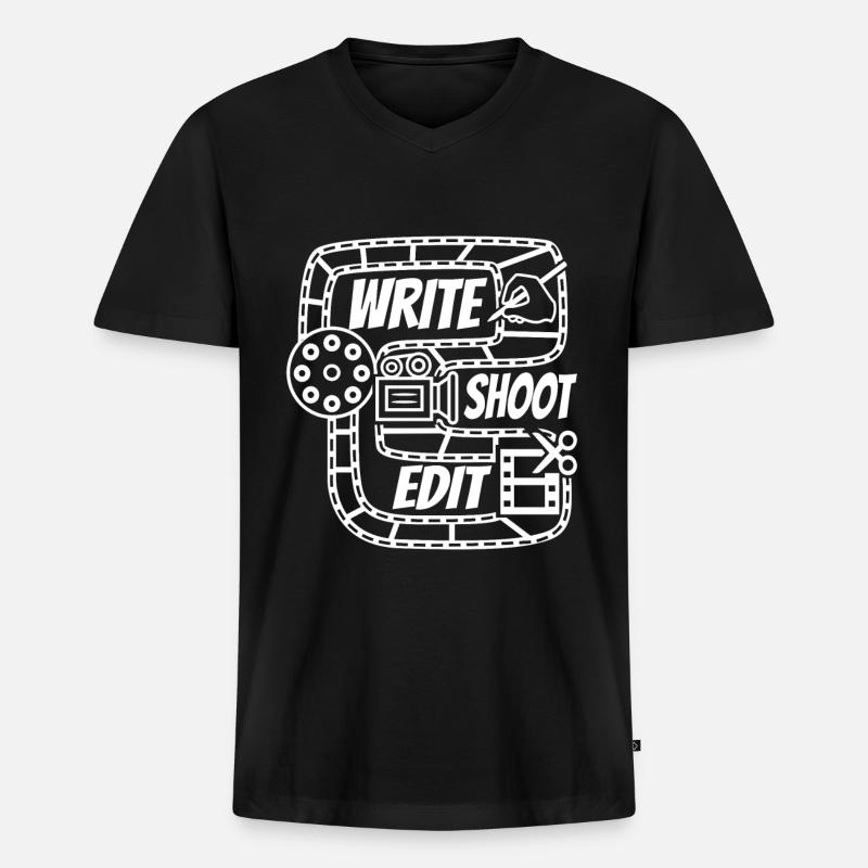 Write Shoot Edit Repeat - Men's Premium Organic T-shirt with V-neck - black