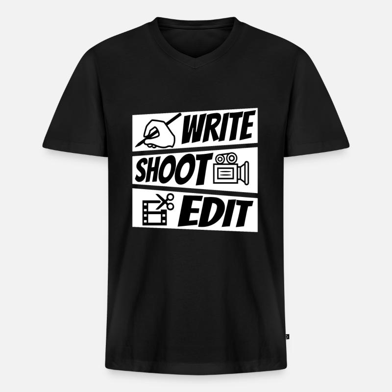 Write Shoot Edit Repeat - Men's Premium Organic T-shirt with V-neck - black