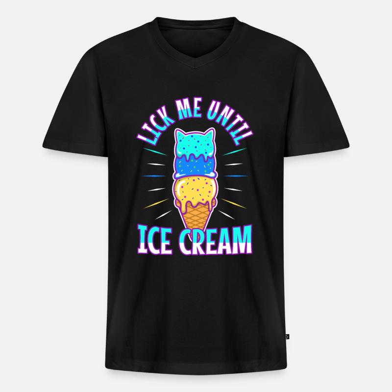 Lick Me Until Ice Cream - Männer Premium Bio T-Shirt mit V-Ausschnitt - Schwarz