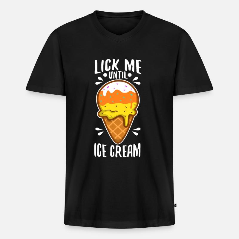 Lick Me Until Ice Cream - Männer Premium Bio T-Shirt mit V-Ausschnitt - Schwarz