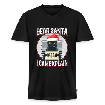 Dear santa i can explain - Männer Premium Bio T-Shirt mit V-Ausschnitt - Schwarz - Vorne - Nico (187cm)