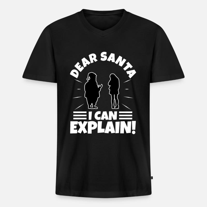 Dear santa i can explain - Männer Premium Bio T-Shirt mit V-Ausschnitt - Schwarz