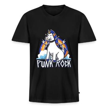 Unicorno punk rock - Maglietta ecologica premium da uomo con scollo a V - nero - Fronte - Nico (187cm)