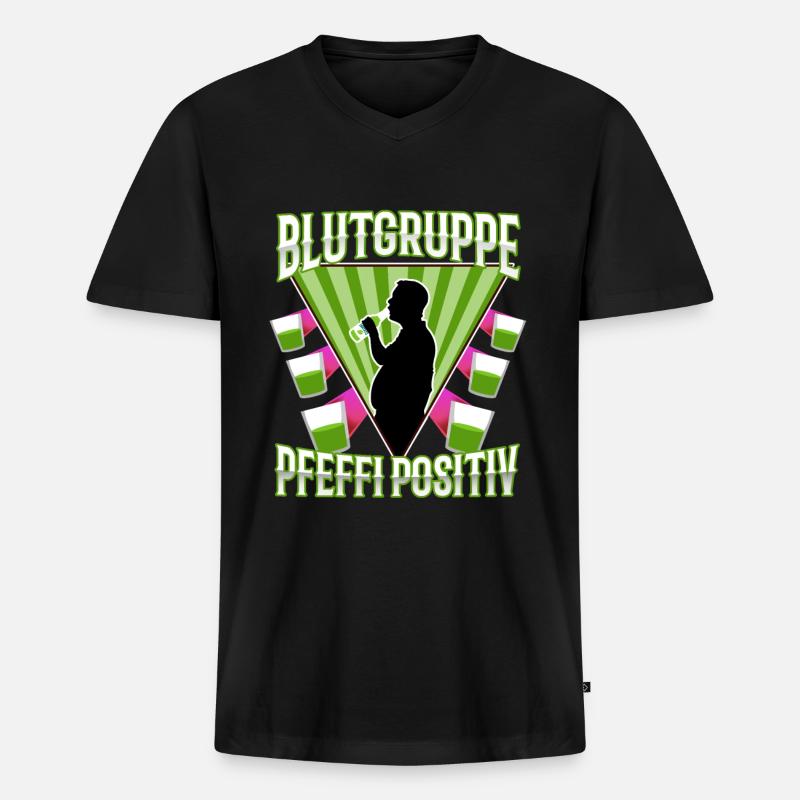 Blutgruppe Pfeffi Positiv - Männer Premium Bio T-Shirt mit V-Ausschnitt - Schwarz