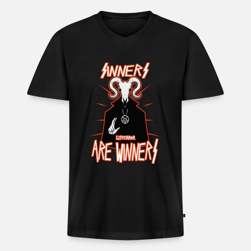 Sinners are Winners - Lifeerror - Männer Premium Bio T-Shirt mit V-Ausschnitt - Schwarz
