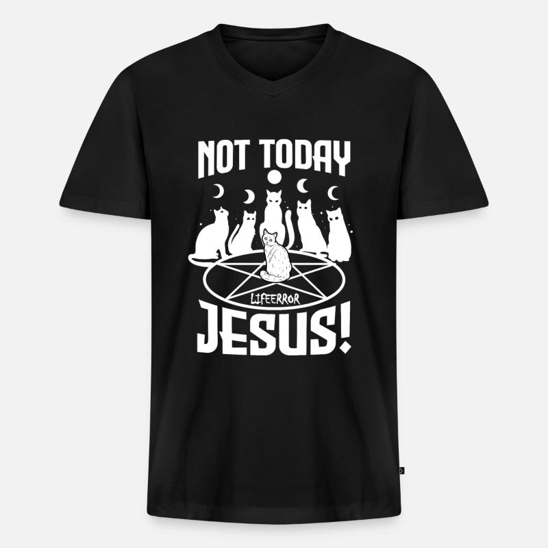 Not Today Jesus - Lifeerror - Männer Premium Bio T-Shirt mit V-Ausschnitt - Schwarz