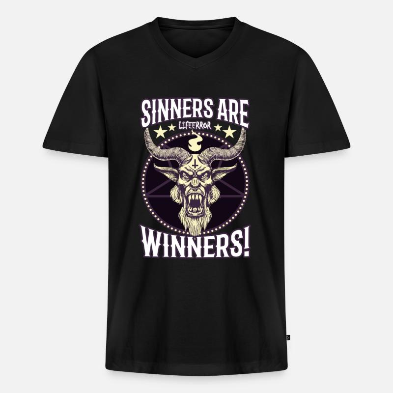 Sinners are Winners - Lifeerror - Männer Premium Bio T-Shirt mit V-Ausschnitt - Schwarz