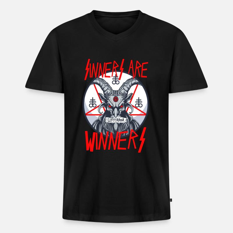 Sinners are Winners - Lifeerror - Männer Premium Bio T-Shirt mit V-Ausschnitt - Schwarz