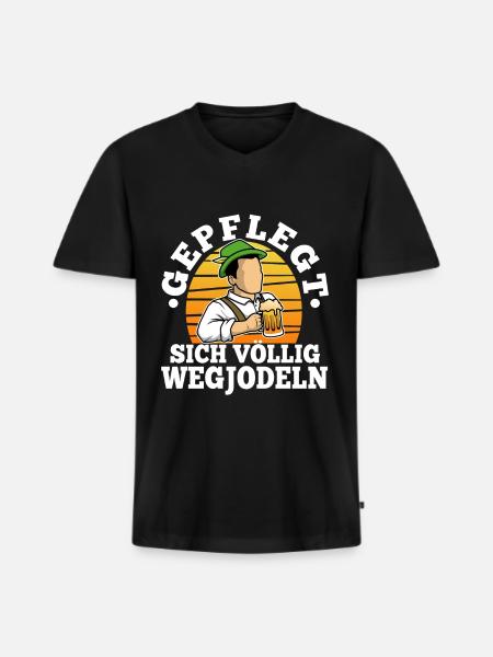 Well-groomed yodelling away completely - Men's Premium Organic T-shirt with V-neck - black